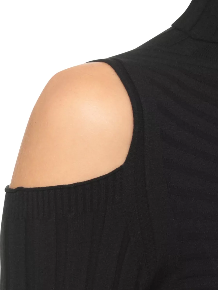 D.exterior Ribbed Cutout Long-Sleeve Top