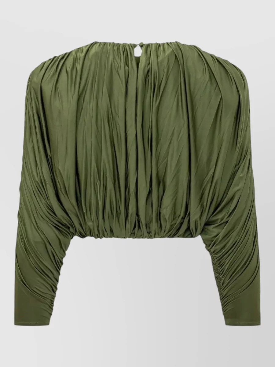 Self-Portrait draped cropped jersey blouse