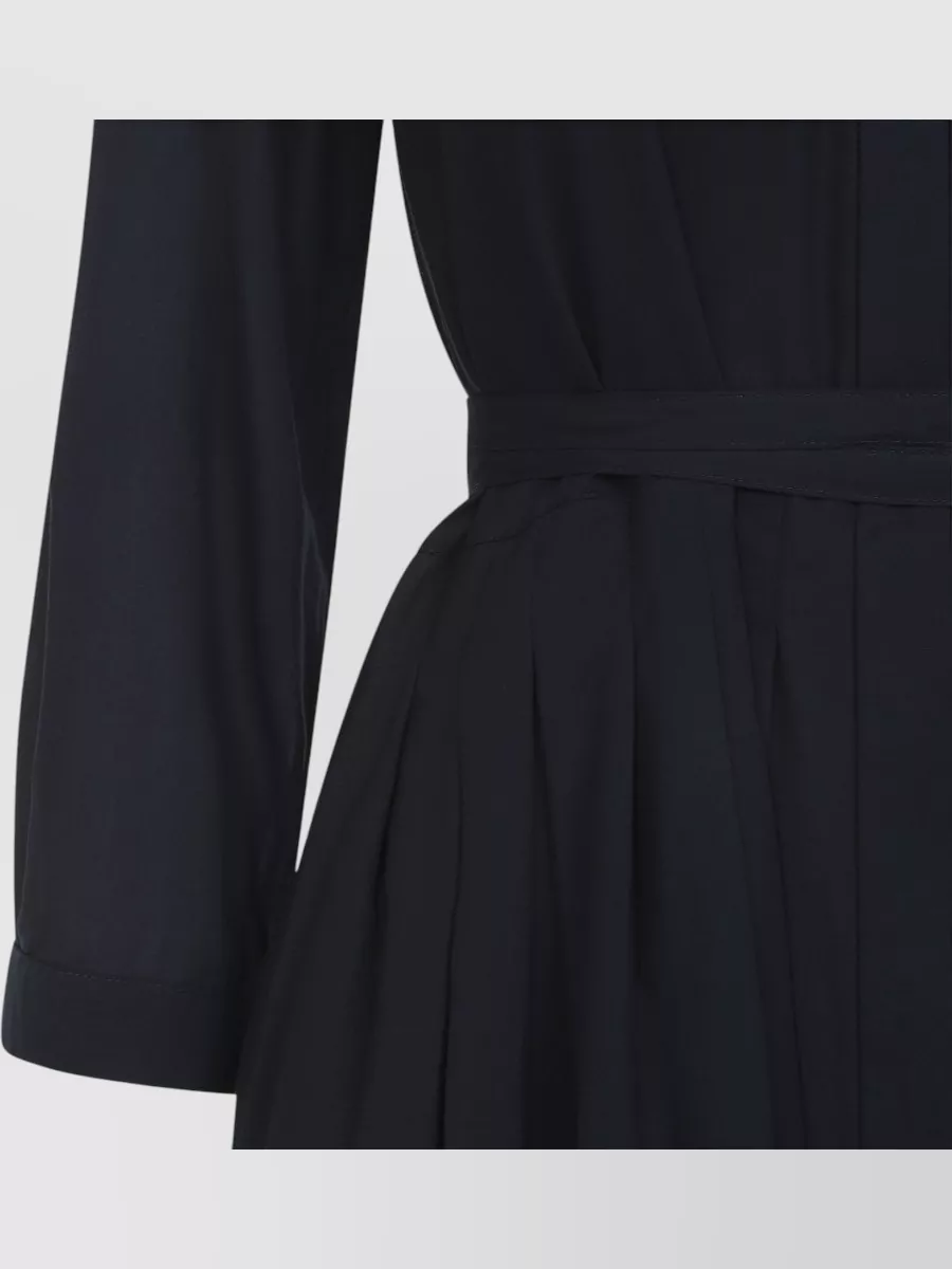 S Max Mara Cotton Crystal-Embellished Belted Flared Midi Dress