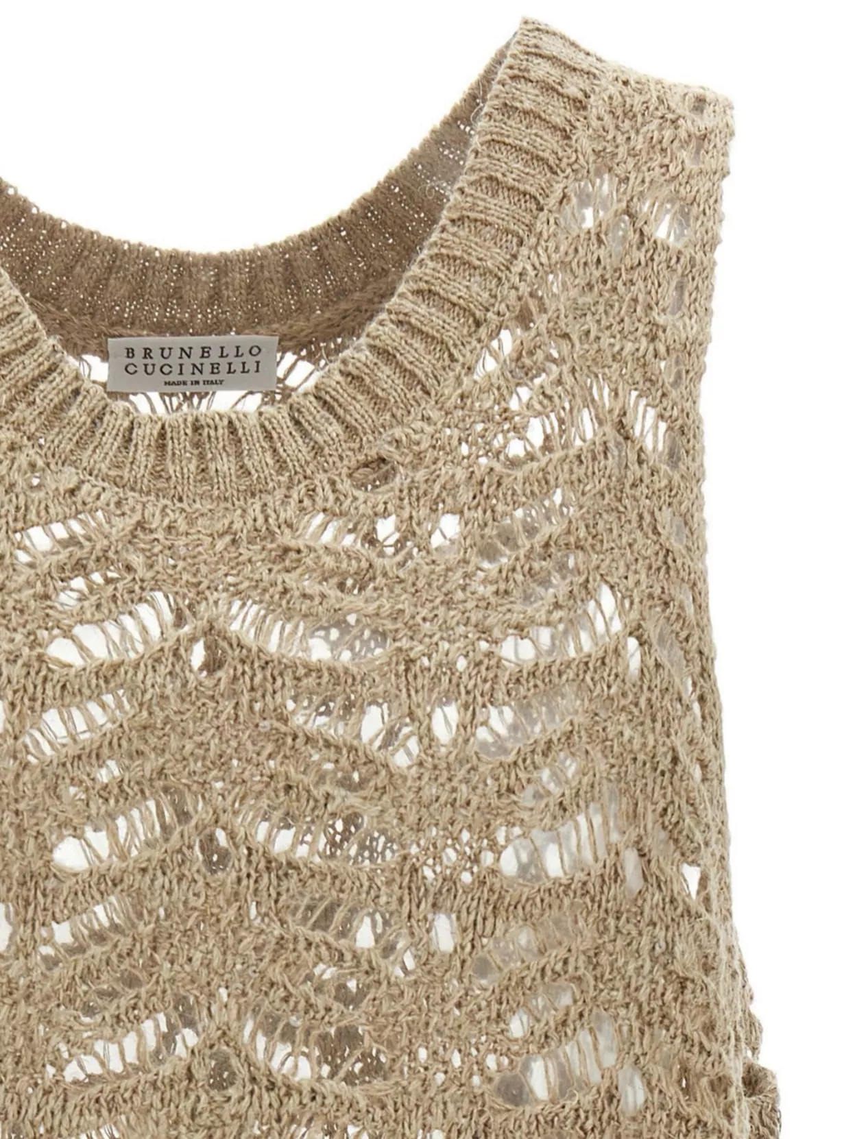 Brunello Cucinelli Dazzling Open Knit Sleeveless Top