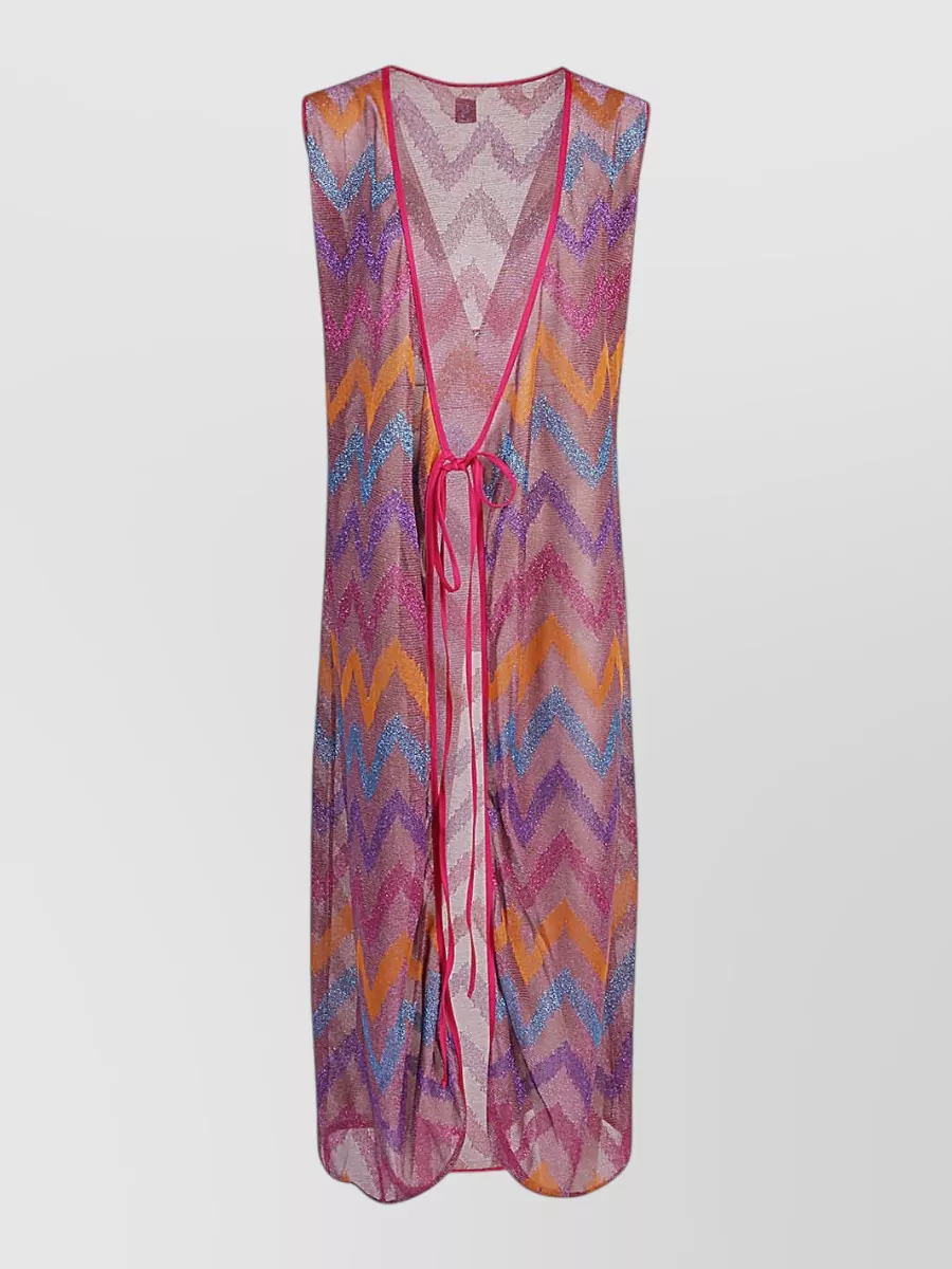 Feel Me Fab Quadrifoglio Long Dress Chevron Print Neckline
