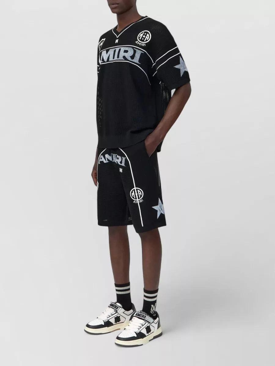 Amiri Sport Mesh V Neck Graphic Star T Shirt