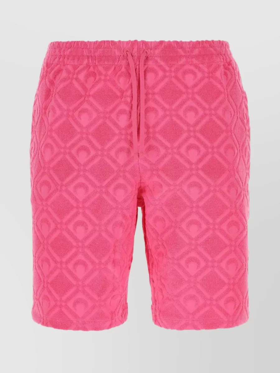 Shop Marine Serre Cotton Blend Elastic Waist Bermuda Shorts In Pink