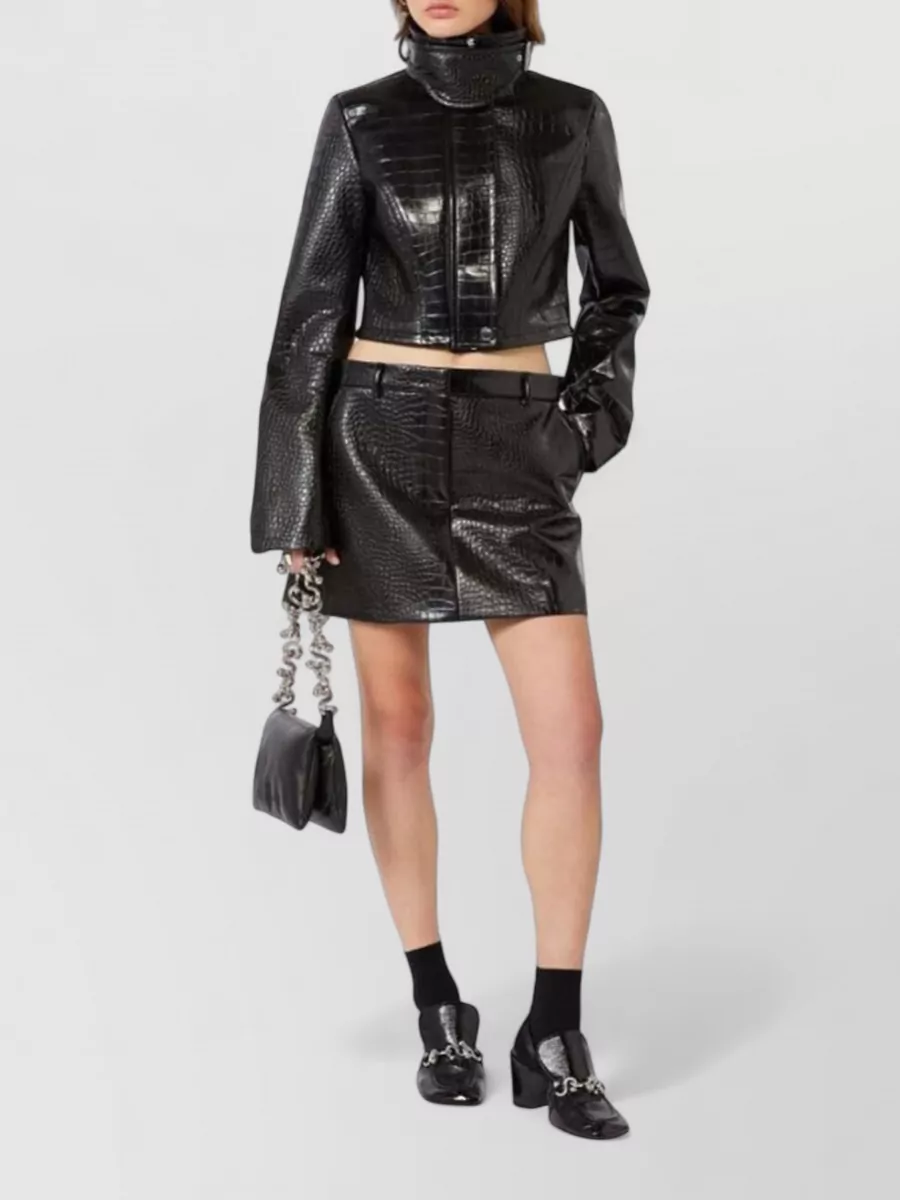 Sportmax Patent Alligator-Print Mini Skirt