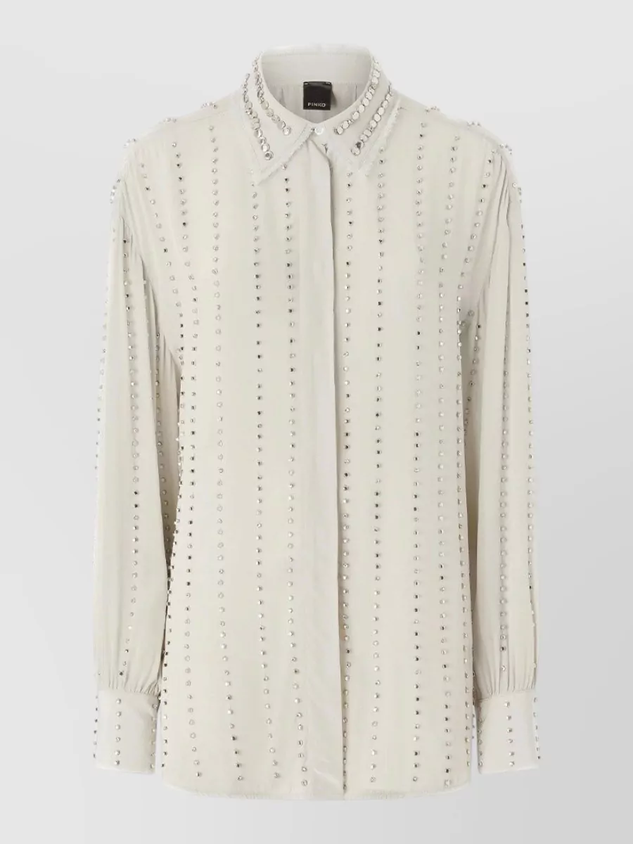 Pinko embellished pinstripe long-sleeve shirt