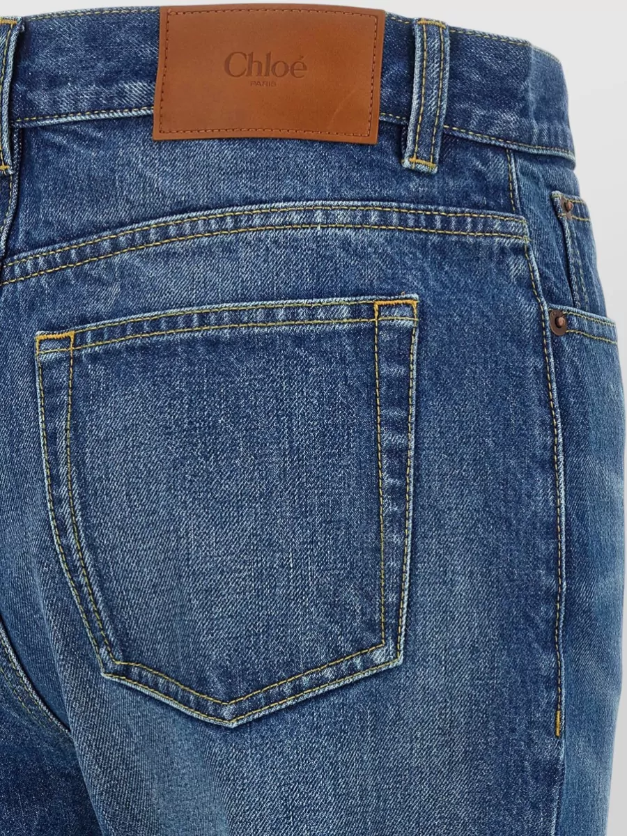 Chloé Flared Denim Trousers Belt Loops Back Pockets