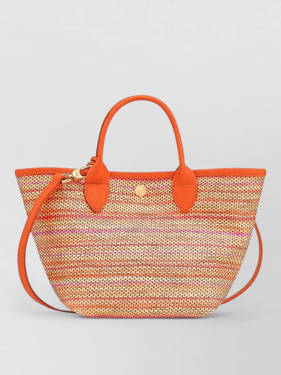 Longchamp raffia effect canvas basket tote bag