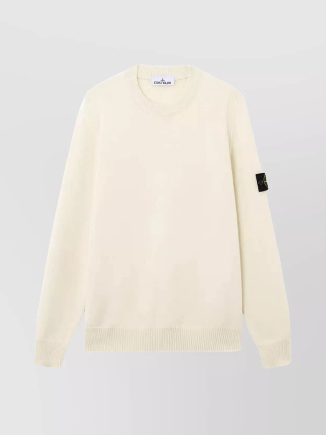 Stone Island Wool Blend Sweatshirt With Iconic Logo Patch And Timeless Design In Neutral