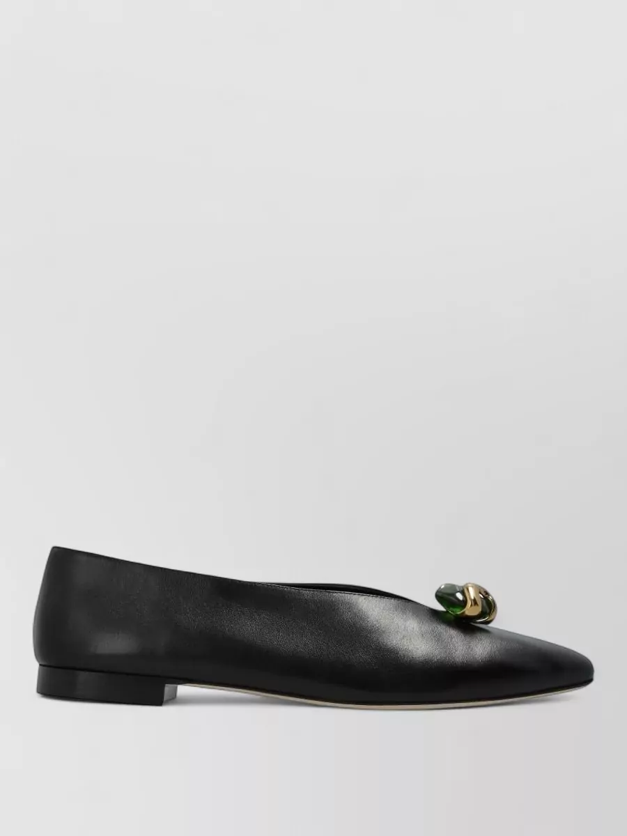 Jimmy Choo leather crystal-embellished pointed-toe ballet flats