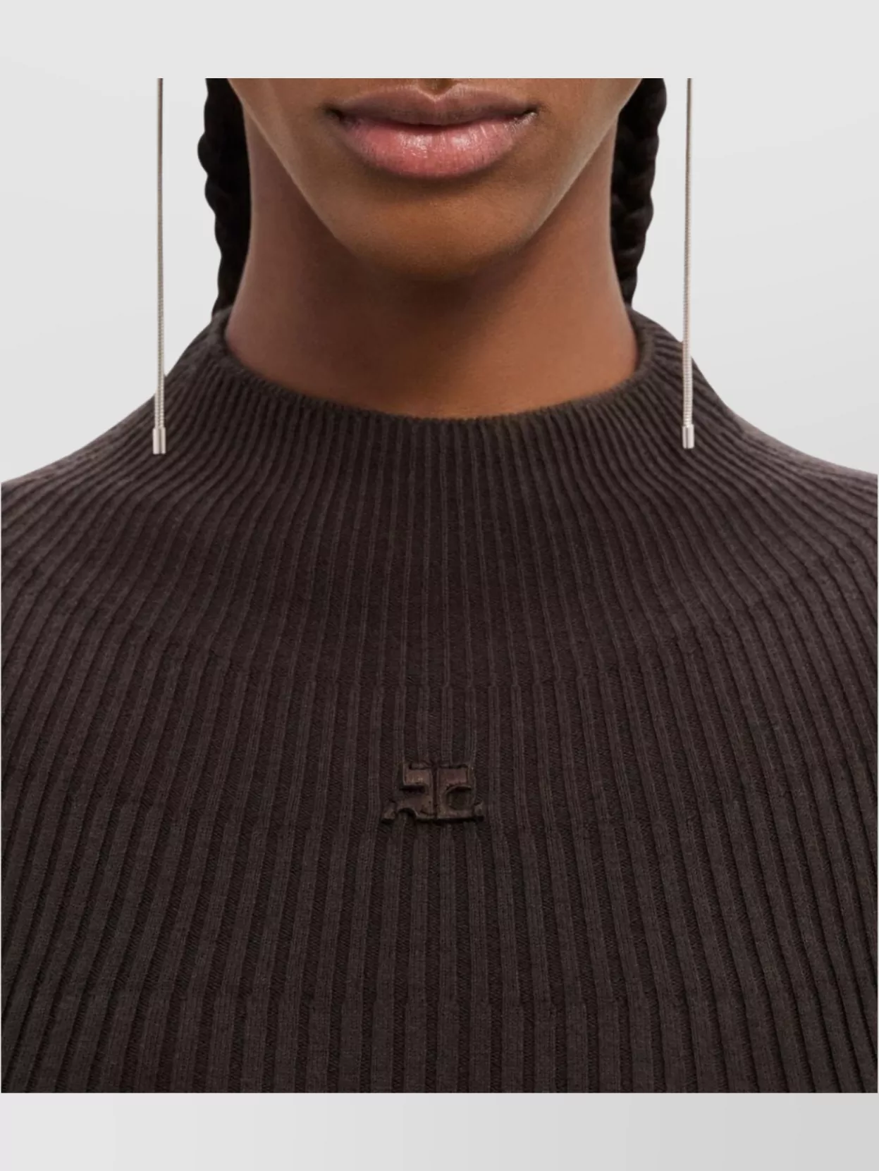 Courrèges Ribbed High Neck Long Sleeve Bodysuit