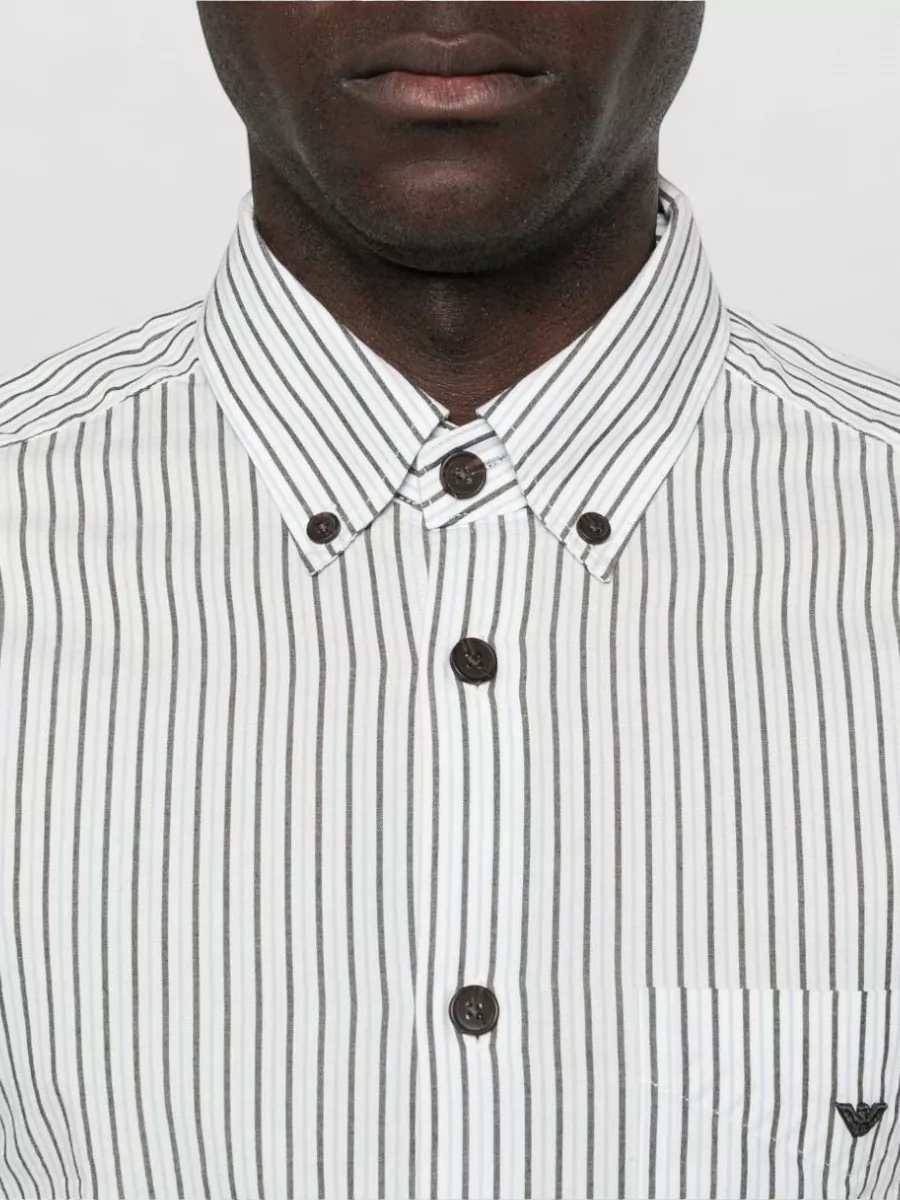 Emporio Armani Cotton Shirt Long Sleeves Striped Pattern