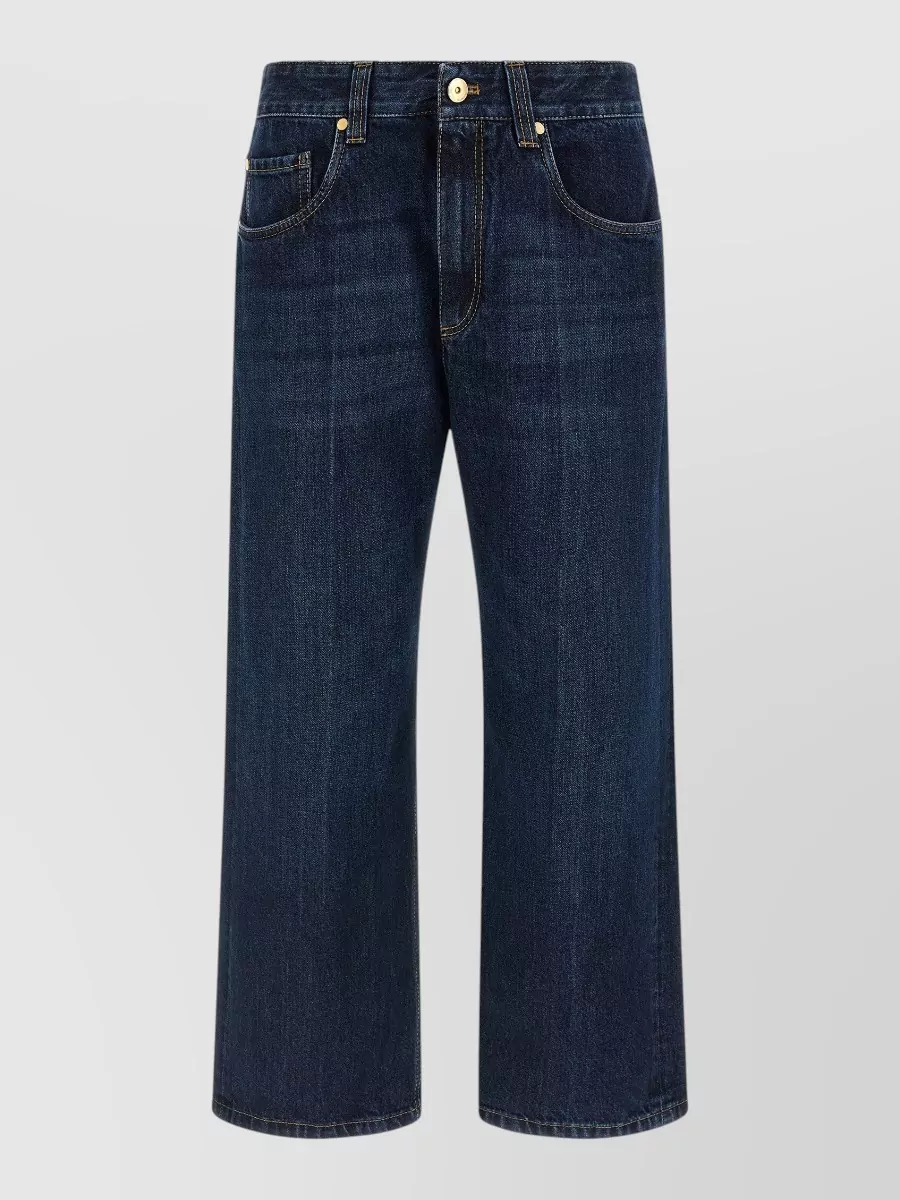 Brunello Cucinelli denim cropped wide-leg jeans