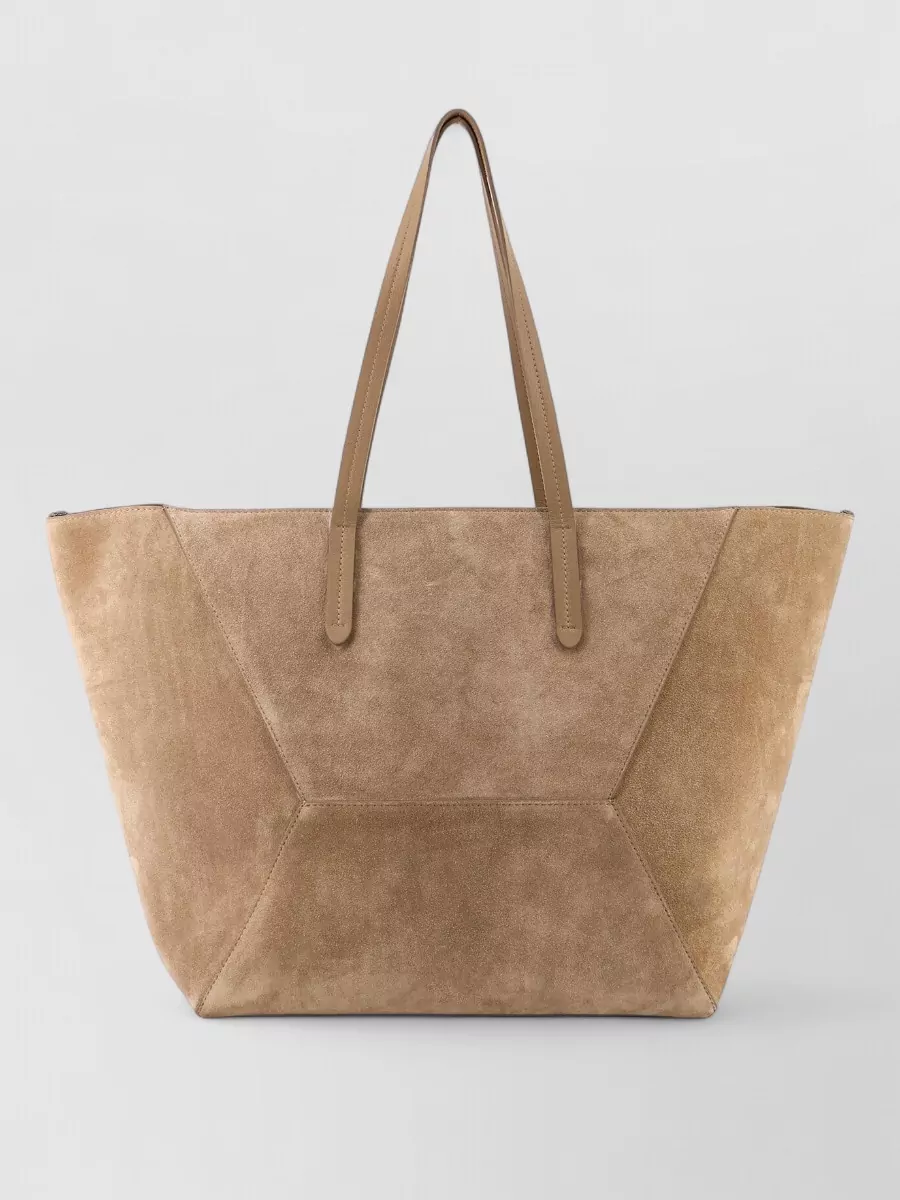 Brunello Cucinelli monili suede leather tote bag