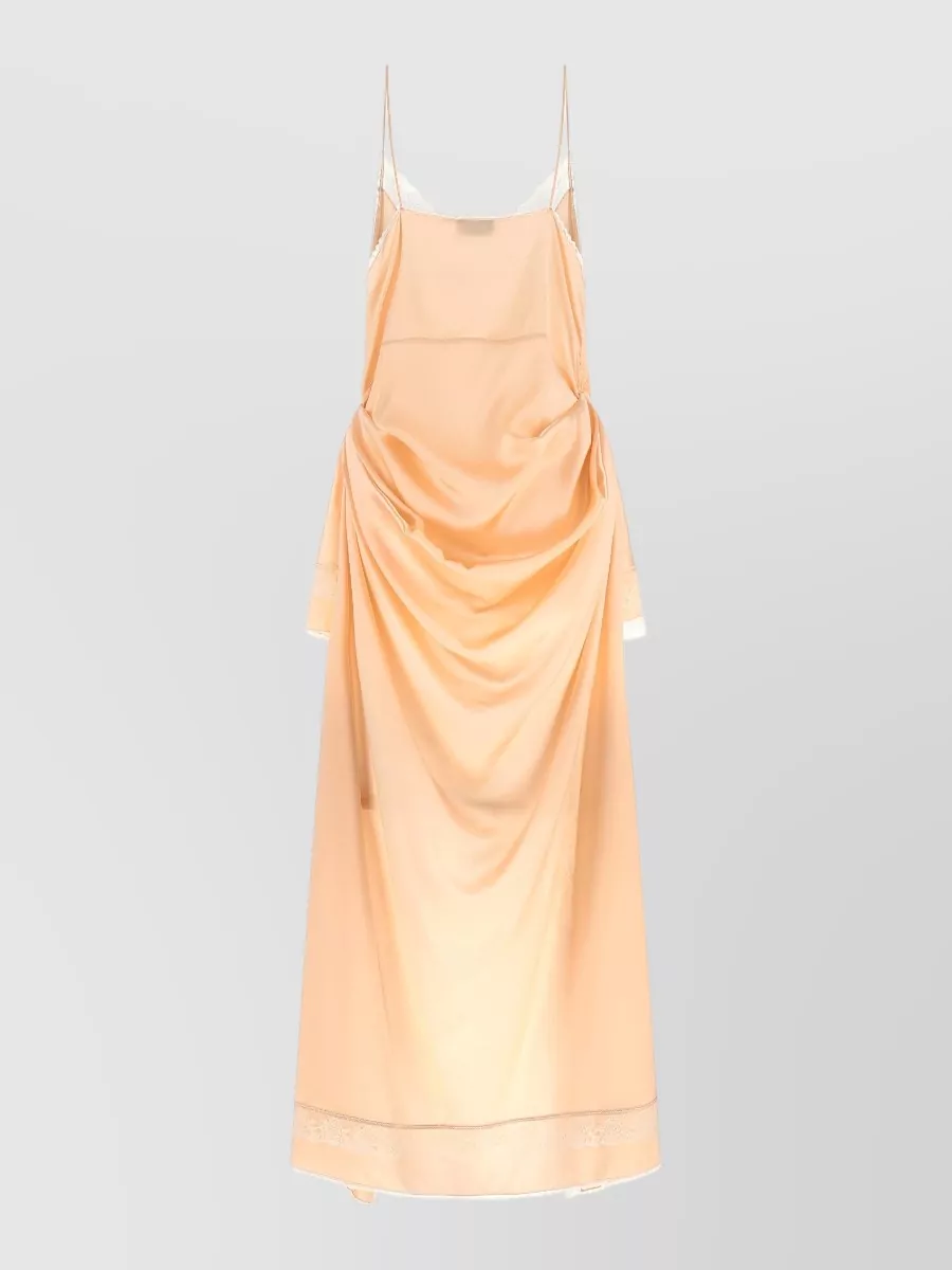 Magda Butrym Silk Lace-Trim Asymmetric Draped Maxi Dress
