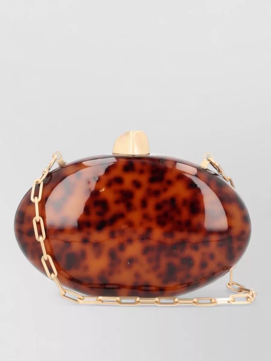 Cult Gaia Eviana Mini Clutch Oval Chain Strap In Animal Print