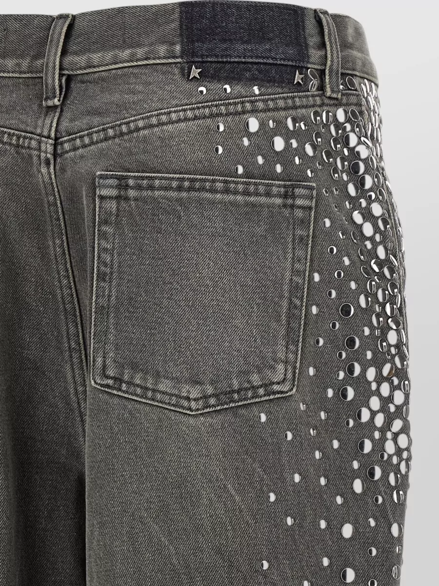 Golden Goose Cotton Studded Mid-Rise Wide-Leg Jeans