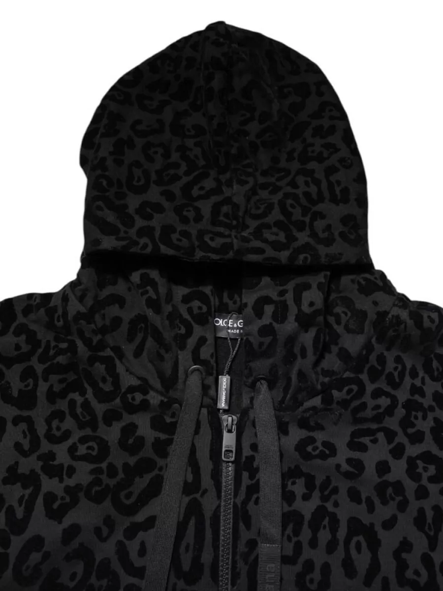 Dolce&Gabbana Leopard Print Hooded Zip Sweatshirt