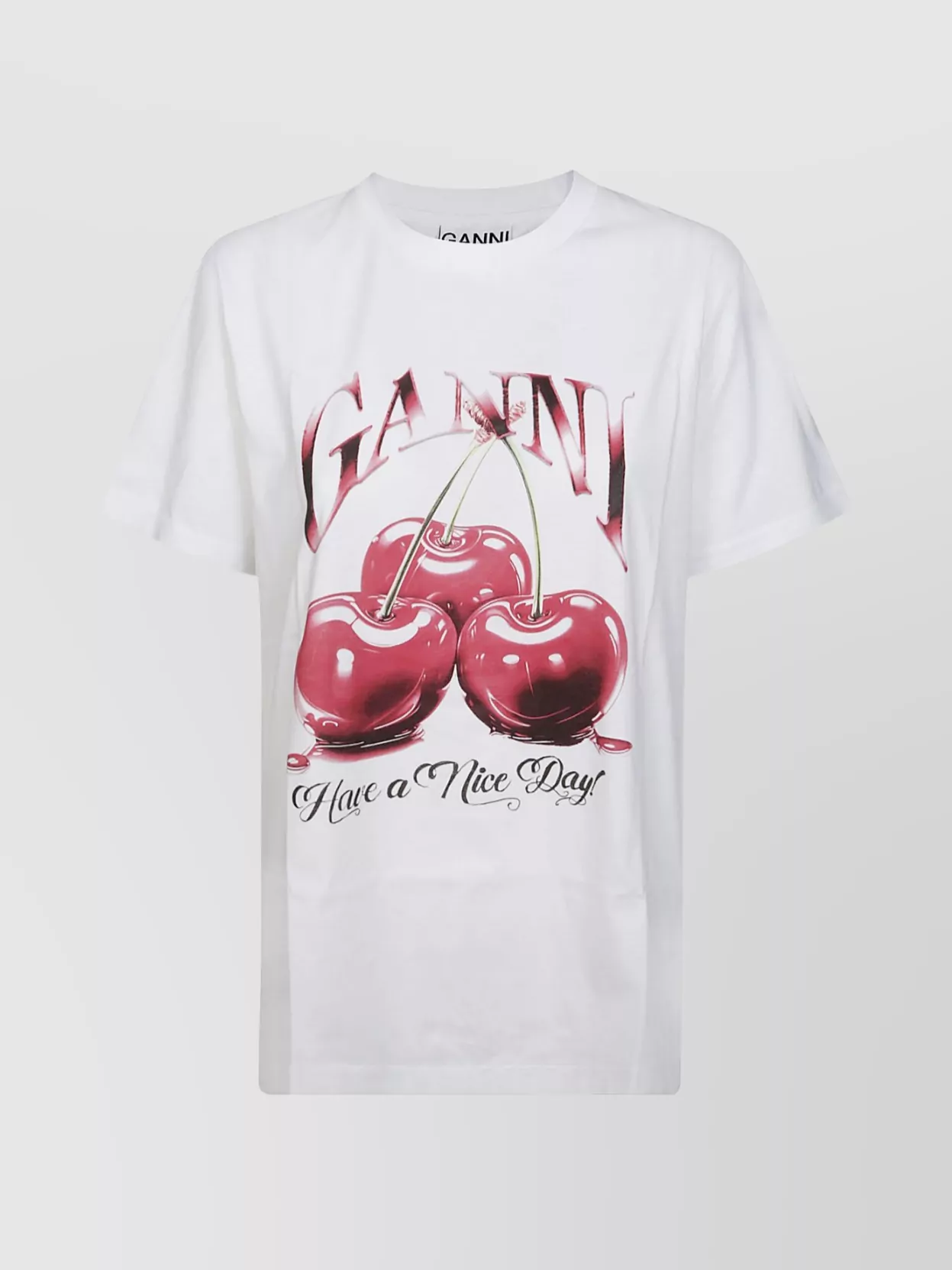 Ganni Cherry Relaxed Fit Graphic Print T-Shirt