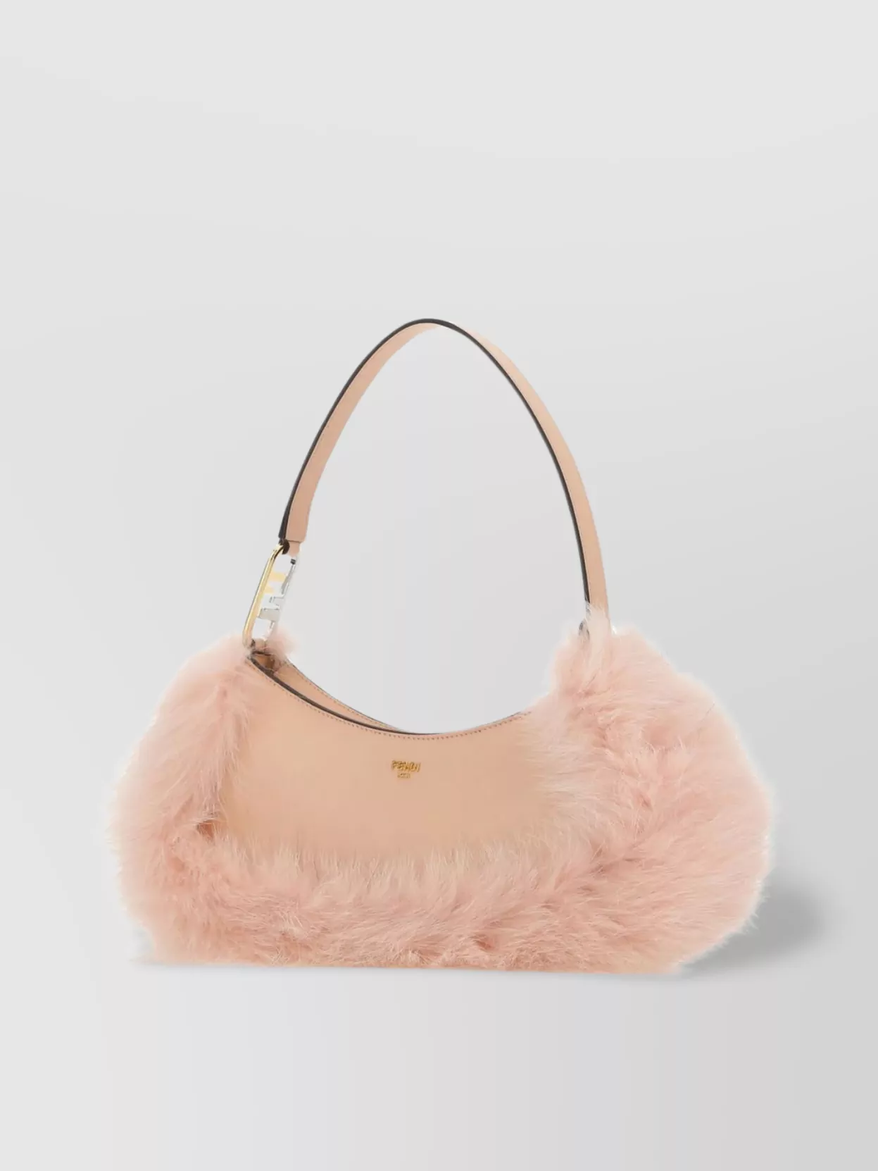 Fendi Leather o'lock swing handbag with fur trim | The