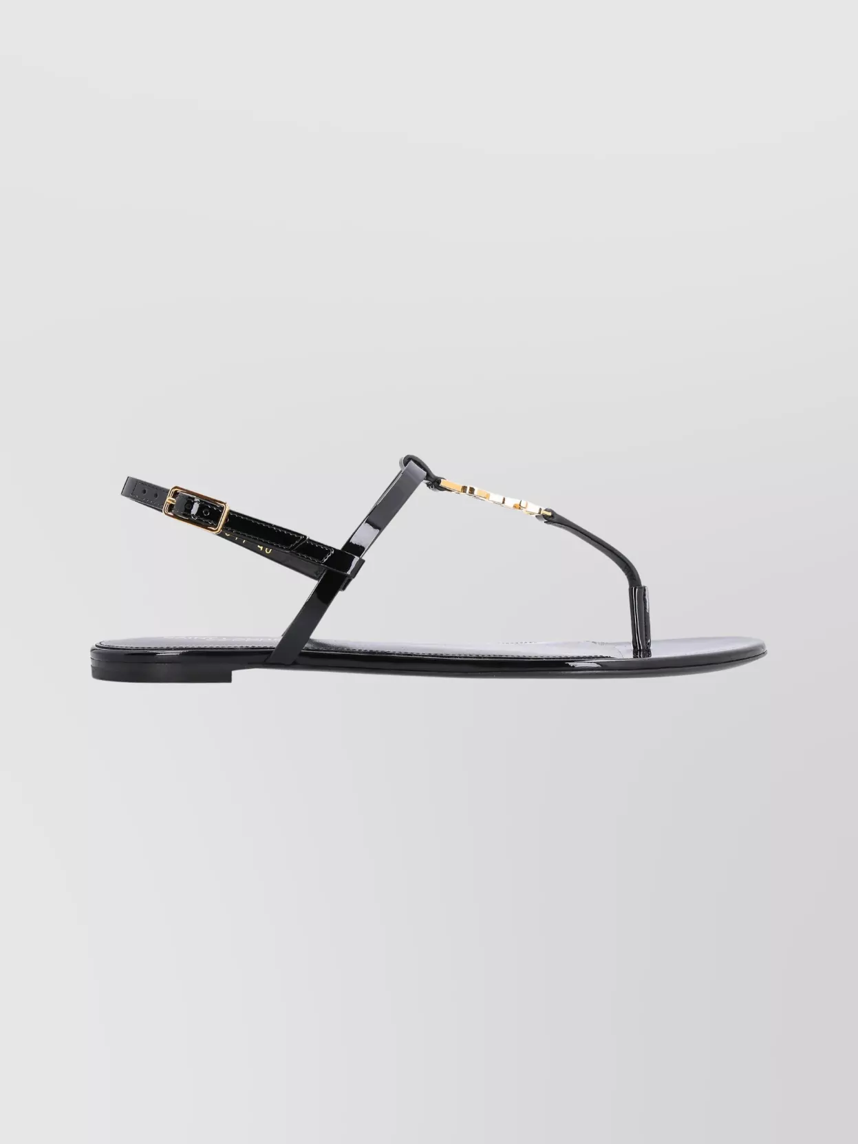 Saint Laurent Strappy Flat Sandals Featuring Buckle Detail In Black