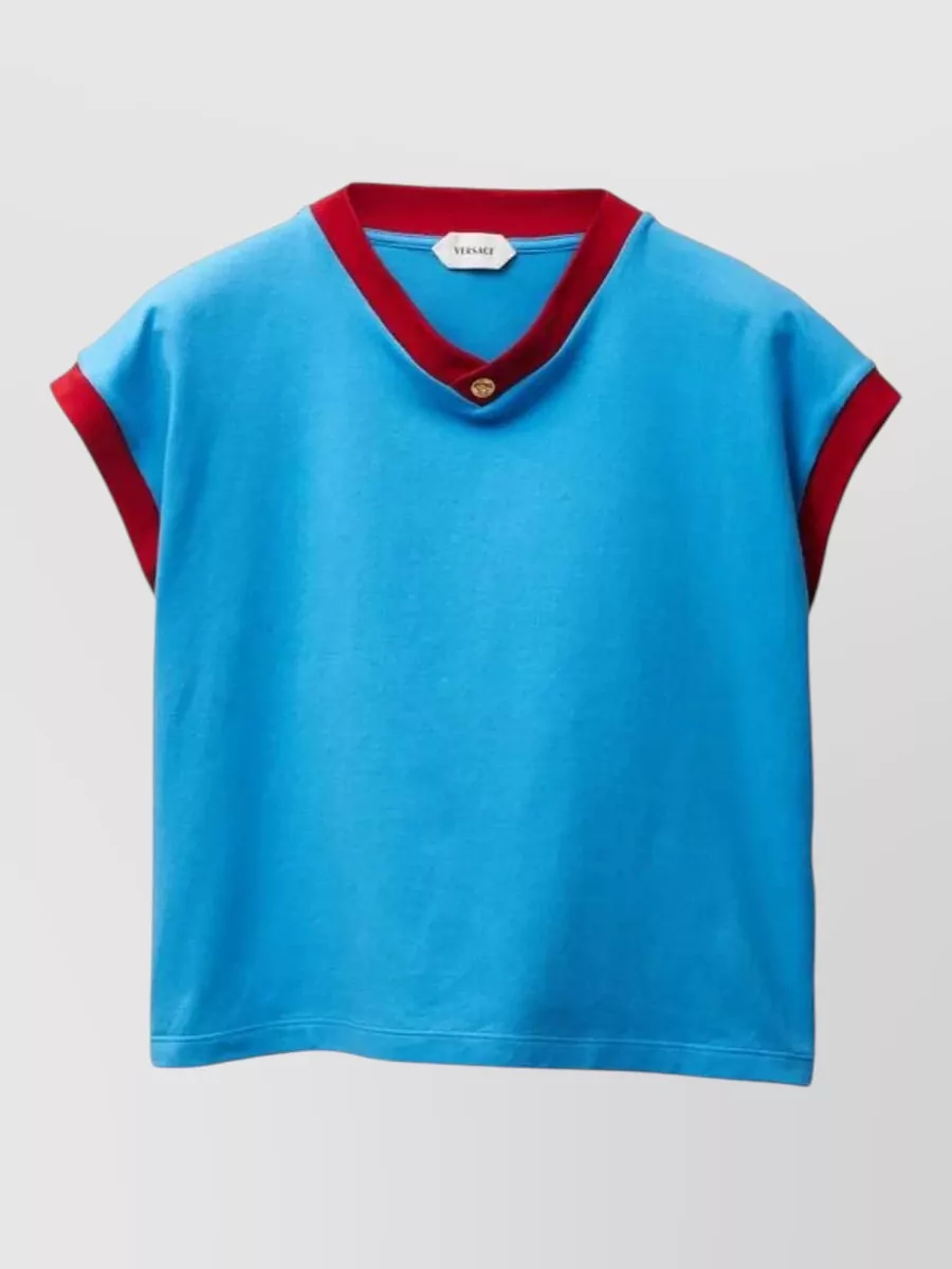 Versace Slim-Fit Ribbed V-Neck Short-Sleeve T-Shirt
