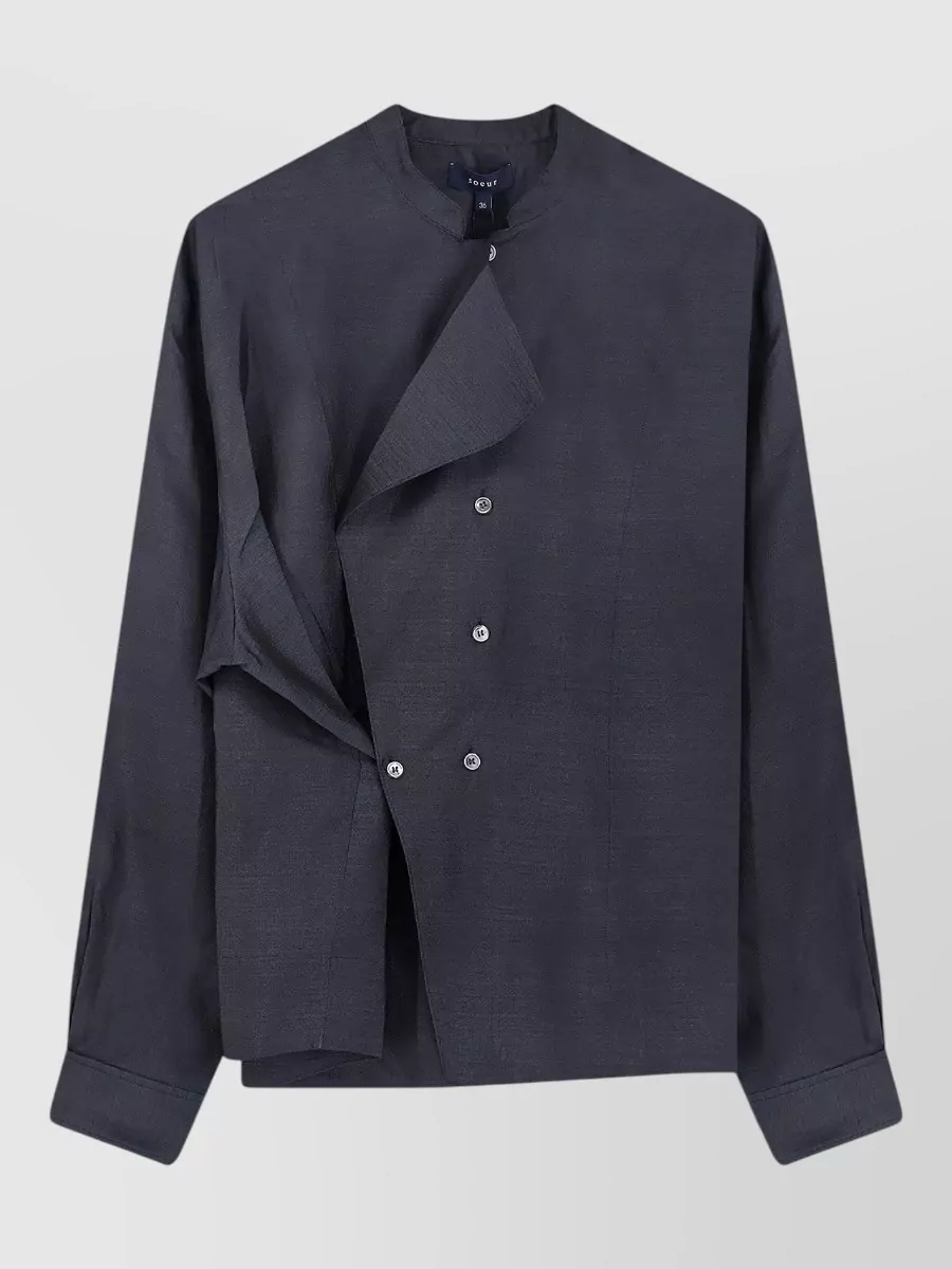 Soeur Silk Asymmetric Long-Sleeve Shirt