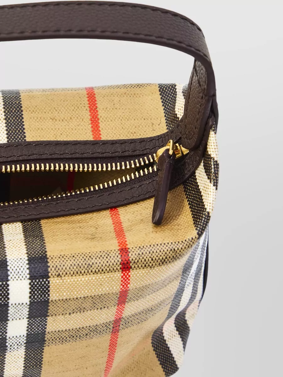 Burberry Highlands Mini Check Leather Tote Bag
