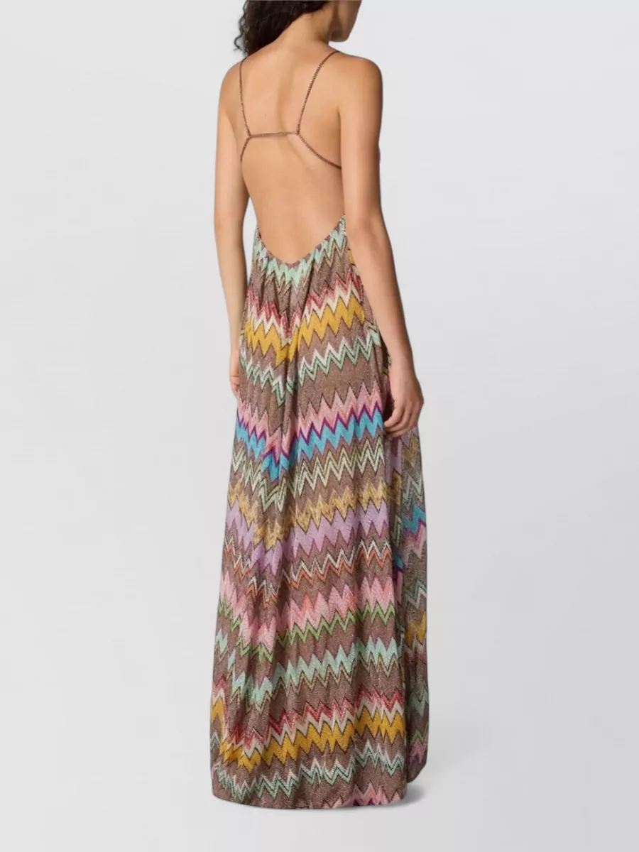 Missoni Metallic Zigzag Sleeveless V-Neck Maxi Beach Dress