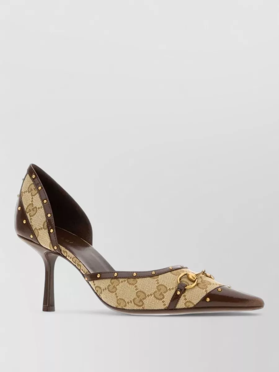 Gucci logo-print canvas pumps