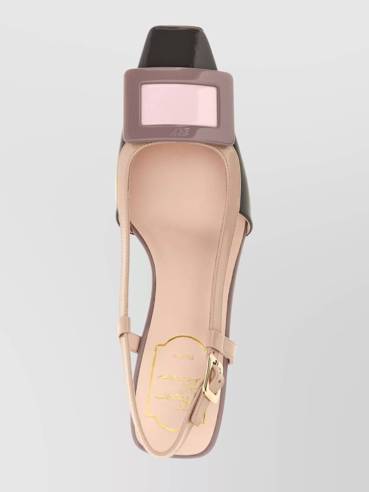 Roger Vivier Belle Vivier Covered Buckle Slingback Pumps In Patent Leather