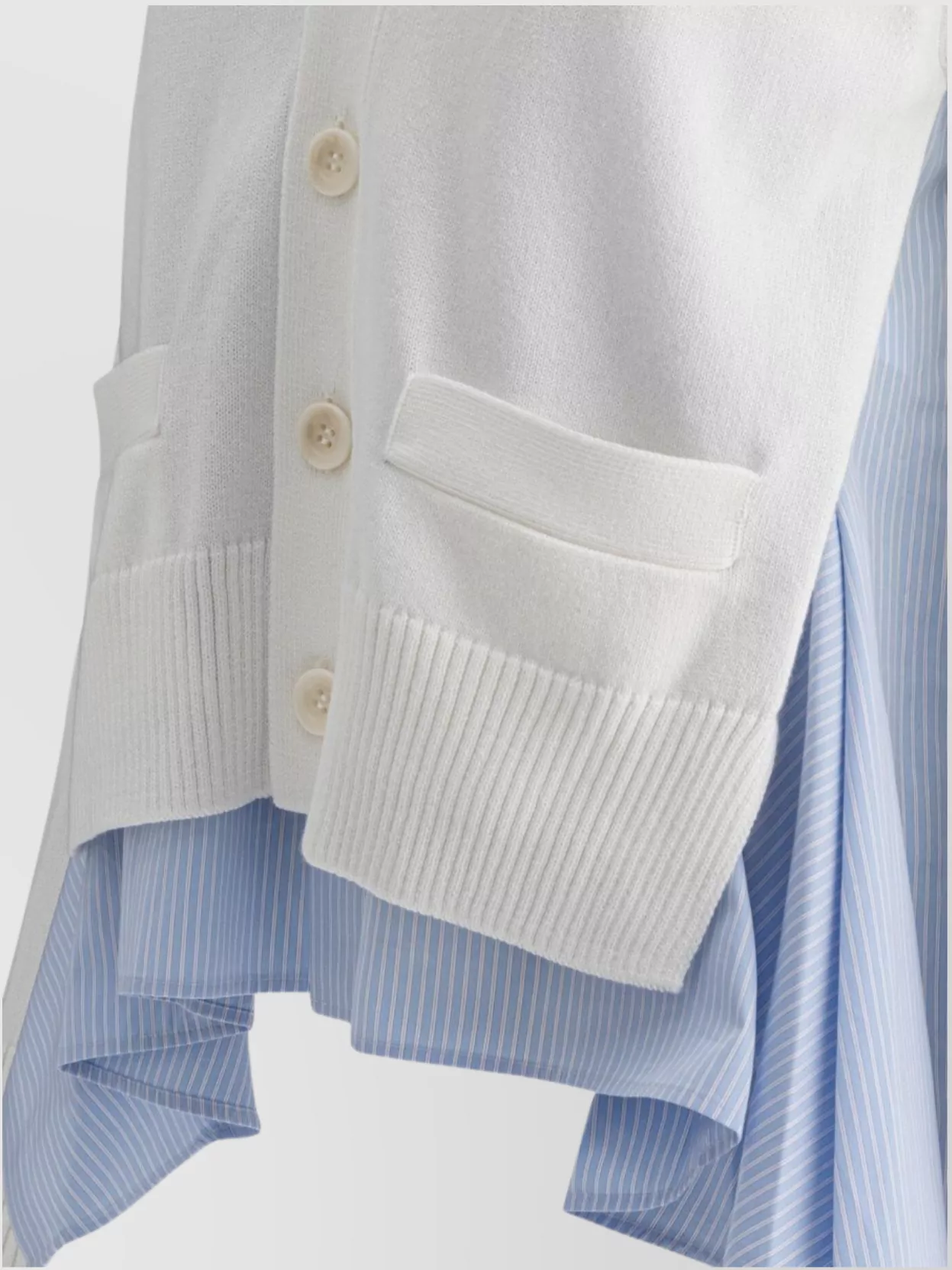 Sacai V-Neck Layered Cardigan Patch Pockets