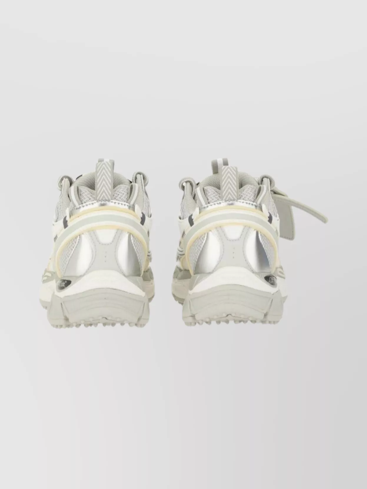 Off-white Modern Sneakers With Textured Sole And Mesh In White
