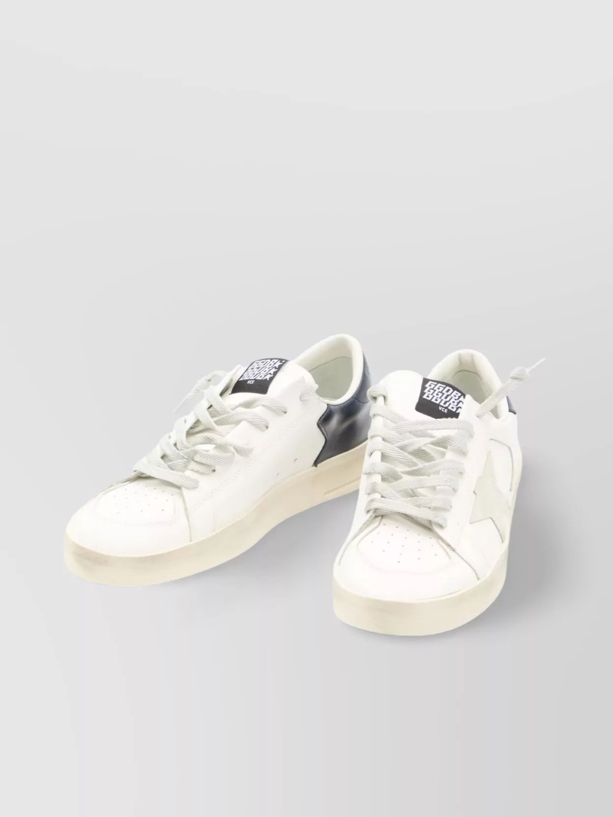 Golden Goose Distressed Leather Sneakers Featuring Suede Star In White