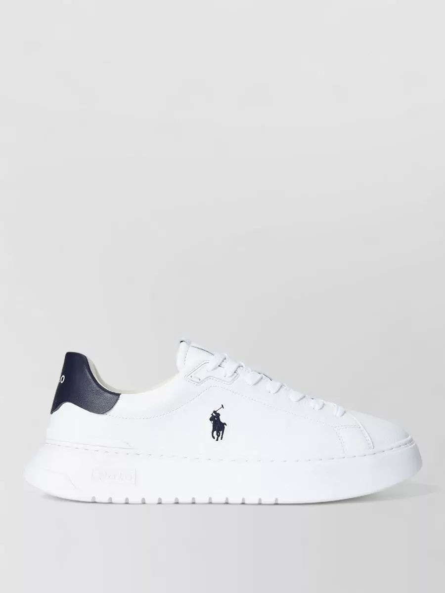 Ralph Lauren Leather Sneakers Logo Detail Round Toe