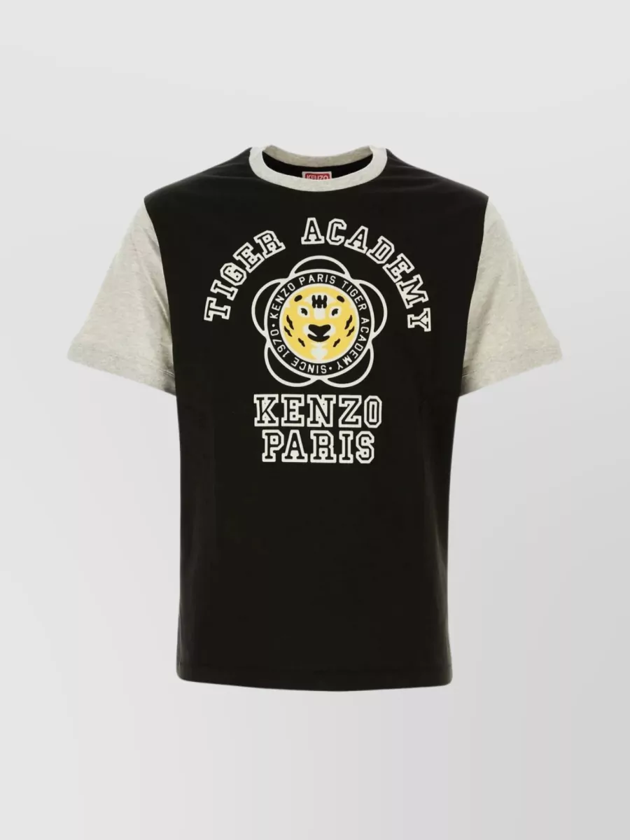 Shop Kenzo Graphic Print Cotton Crew-neck T-shirt In Black
