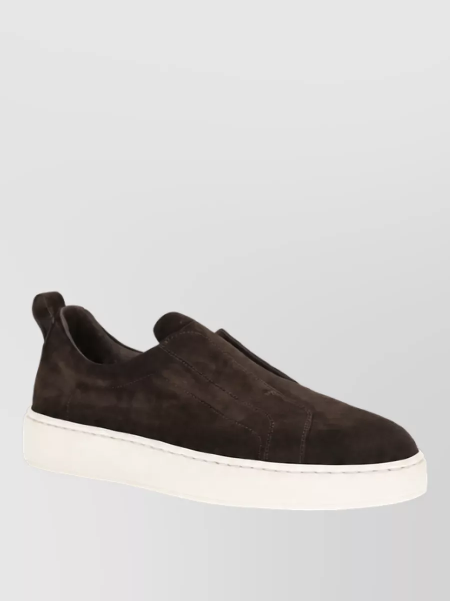 Santoni Calf Leather Slip-On Sneakers