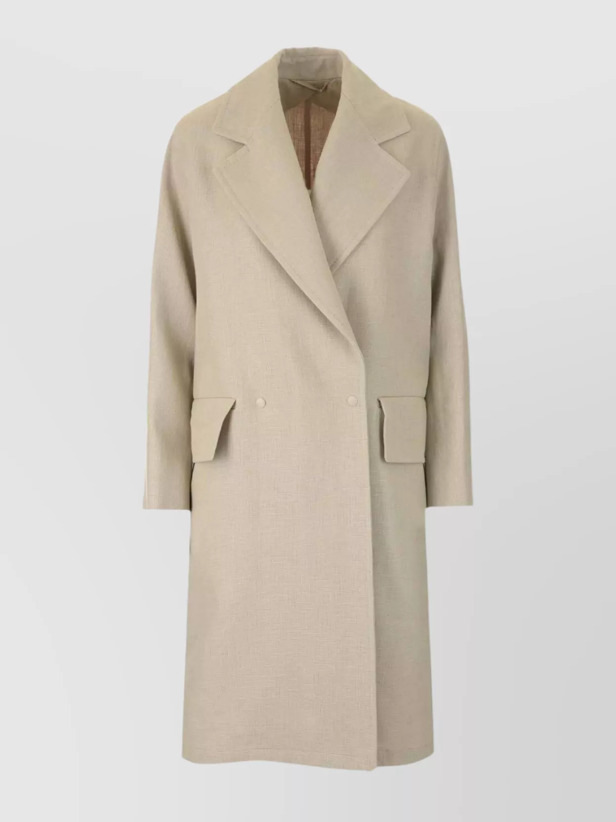 Max Mara Relaxed Silhouette Double-breasted Coat With Belted Waist In Neutral