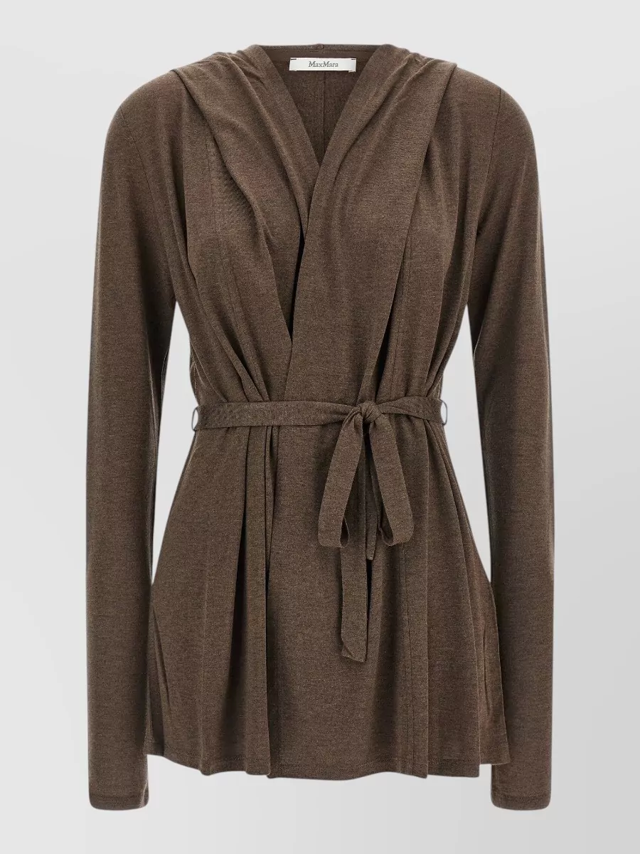 Max Mara Silk blend belted long sleeve cardigan