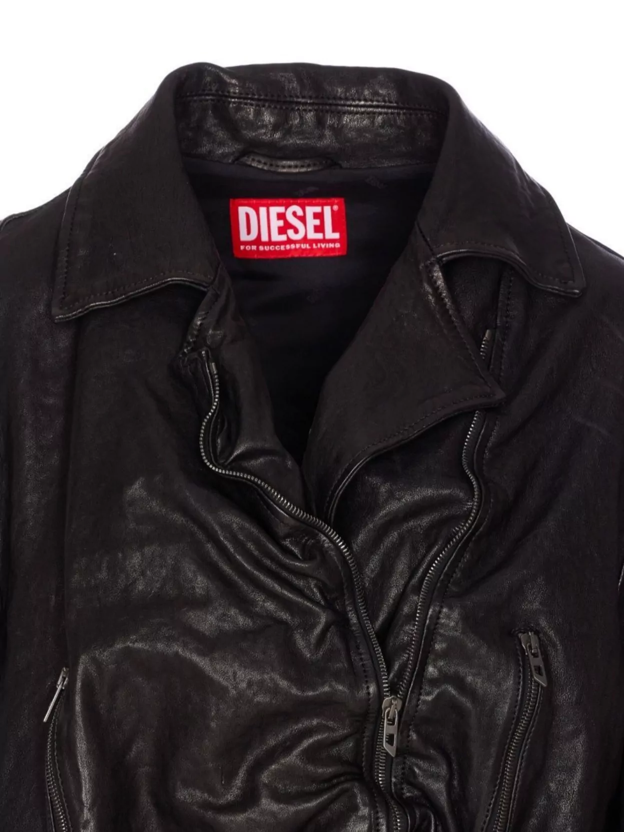 Diesel Cropped Jacket With Belt And Ruffles