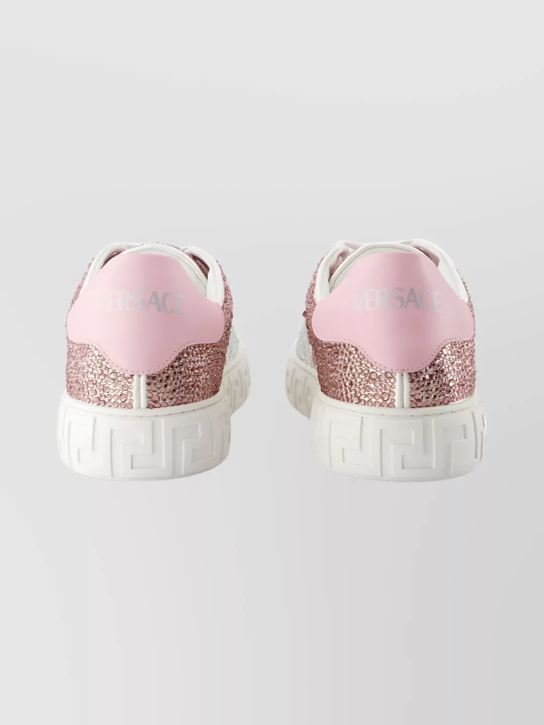 Versace Leather Sneakers Round Toe Lace-Up Design