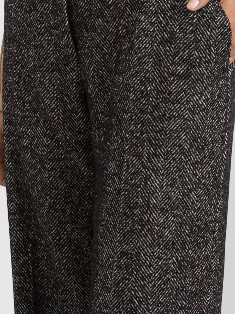 Dolce&Gabbana High Waist Herringbone Houndstooth Tailored Trousers
