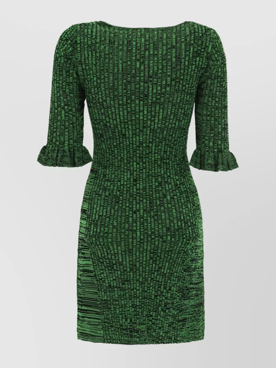Ganni Mélange Flounce-Sleeve Knit Dress