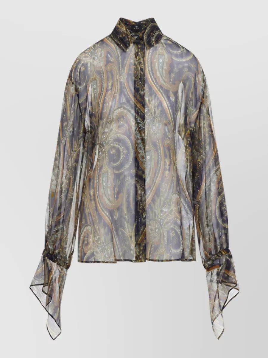 Etro Silk Paisley-Print Long-Sleeve Blouse