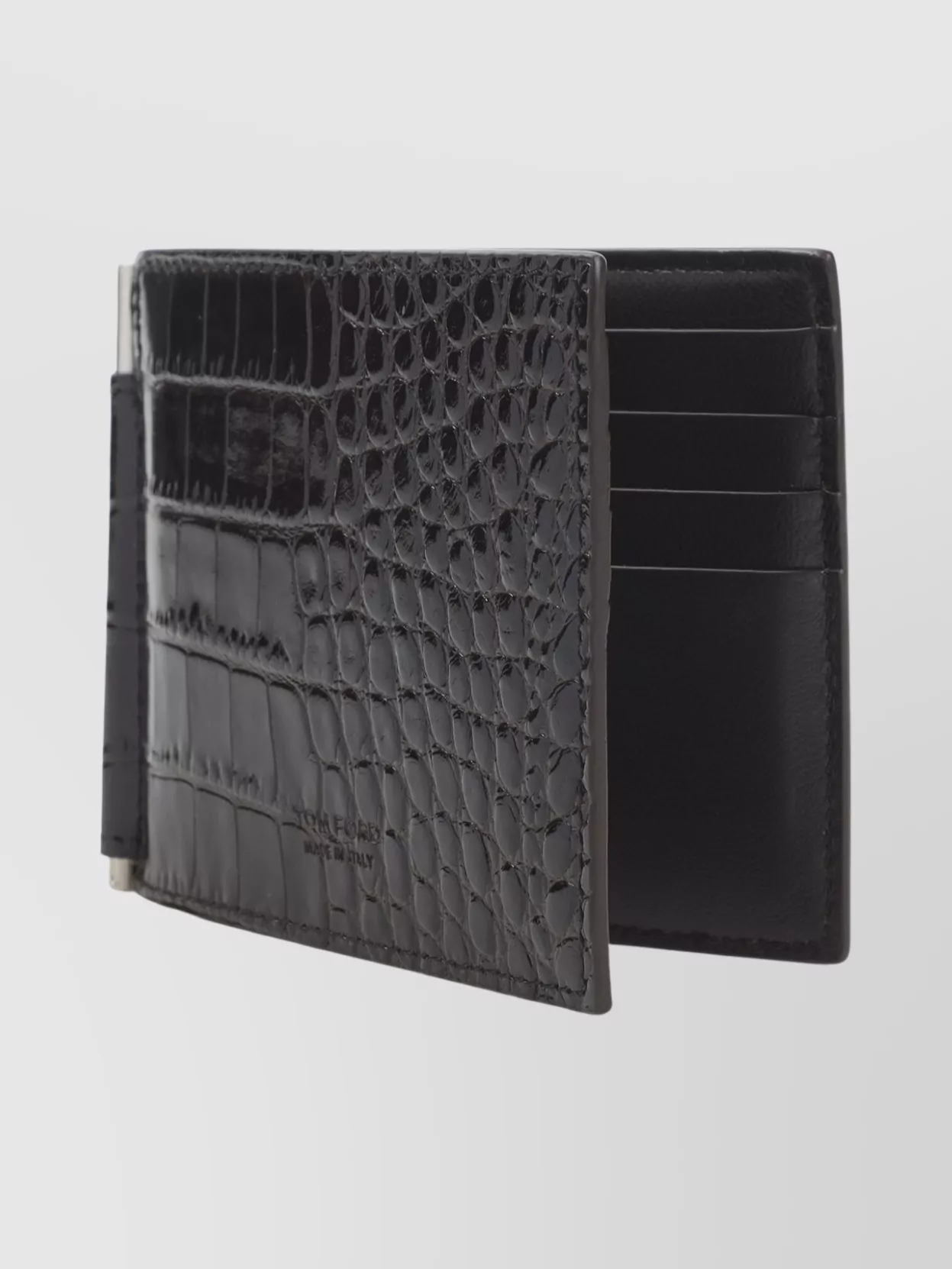 Tom Ford Crocodile Embossed Bi-Fold Wallet Clip