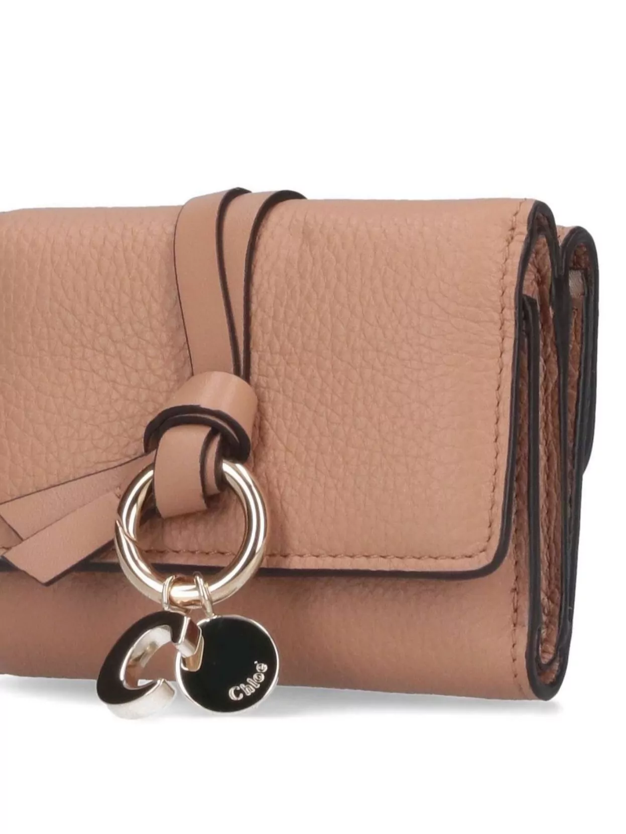 Chloé Flap Key Ring Textured Fold Wallet