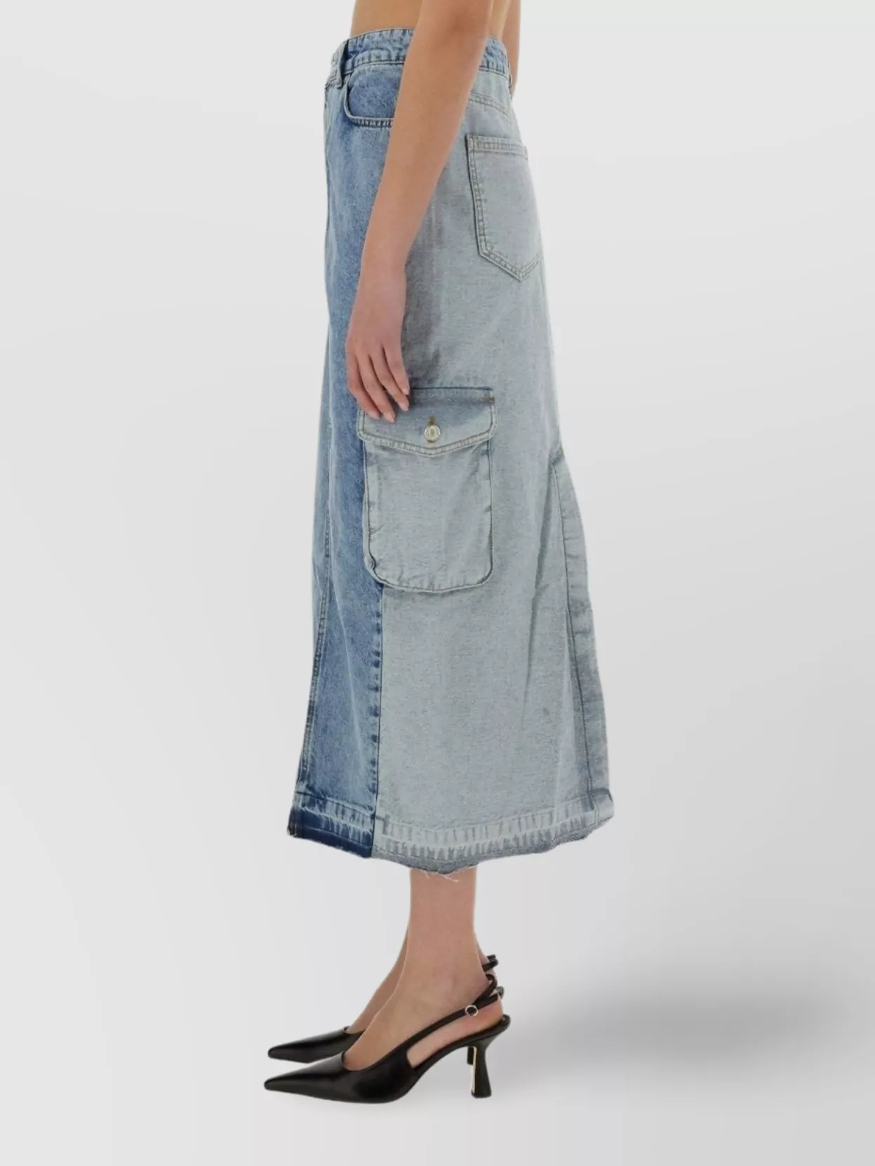 Moschino Long Denim Skirt With Pockets And Loops