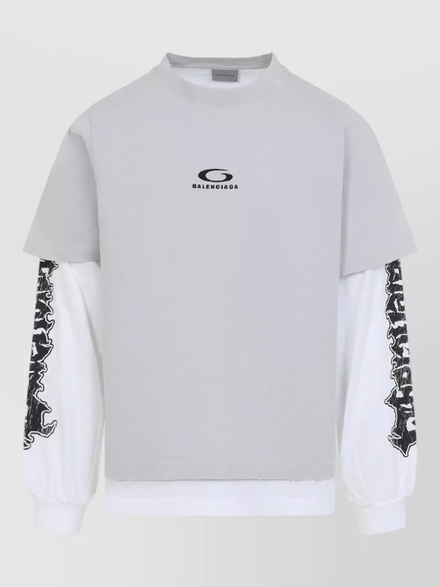 Balenciaga Hybrid Double-Layer Cotton T-Shirt