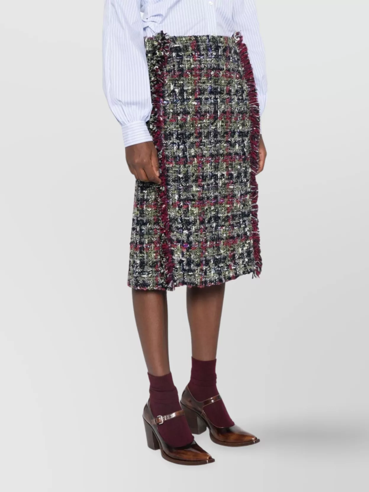 Etro Knee-Length High-Waisted Textured Fringe Skirt