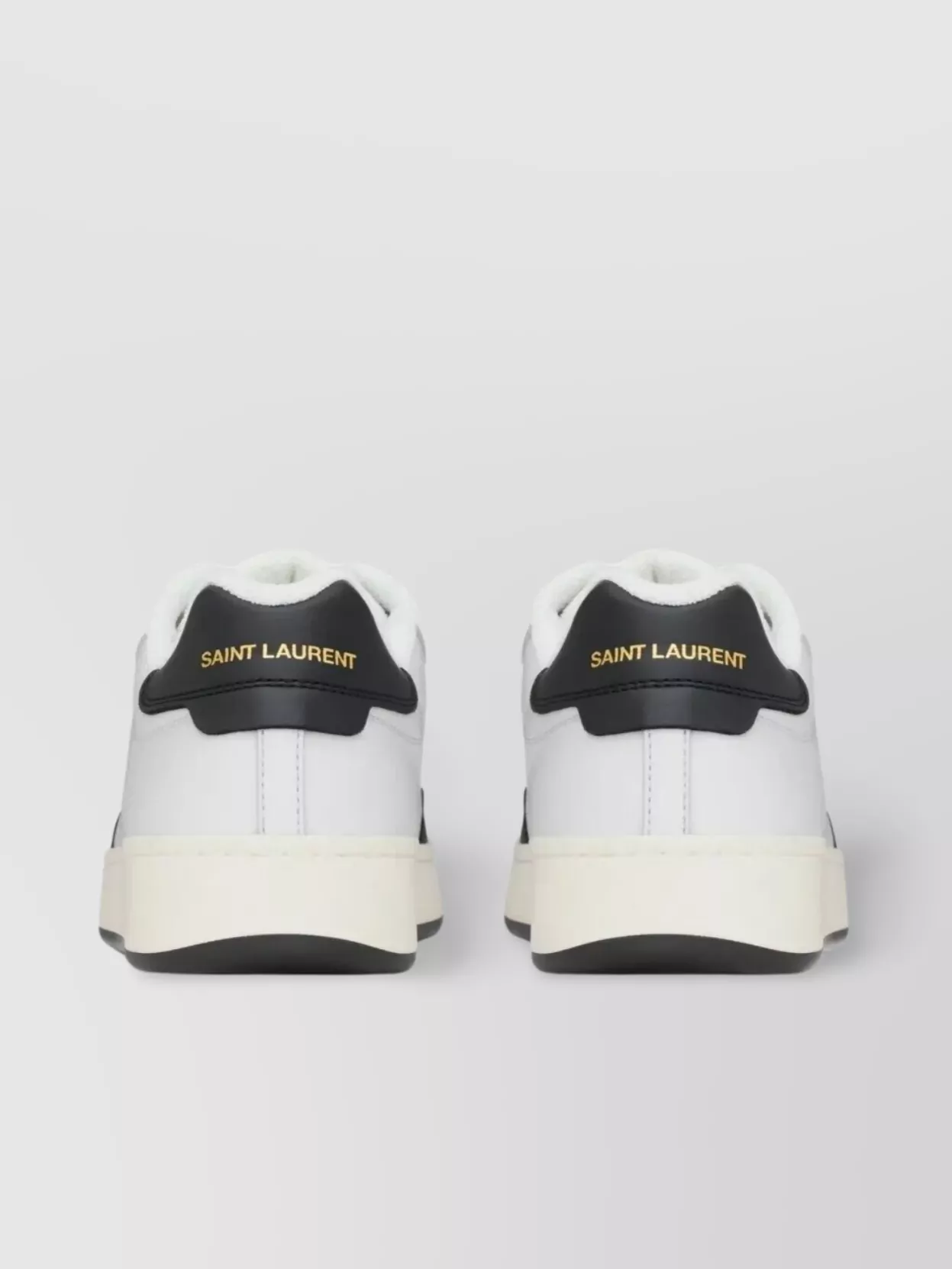 Saint Laurent Smooth Leather Sneakers Contrast Panel In White