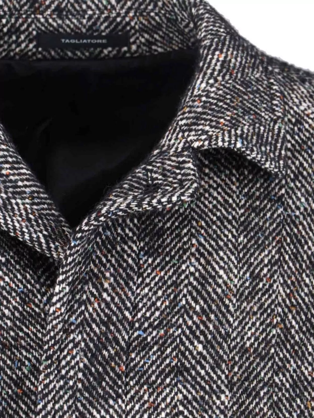 Tagliatore Herringbone Pattern Long Jacket Belted